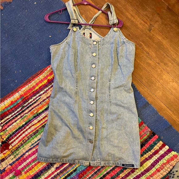 Vintage 90’s Denim Button Up Overall Dress - Picture 7 of 7
